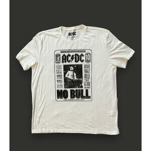 Lucky Brand AC/DC White Short Sleeve T-Shirt Rock 80s Metal Concert Tour XL NWOT